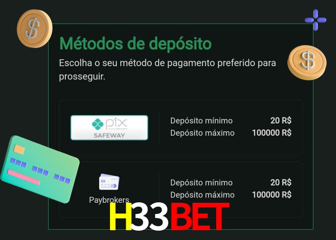 O cassino H33Bet oferece uma grande variedade de métodos de pagamento